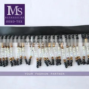 Newest Design 7cm Width Webbing Handmade Beaded Fringe Wholesale thumbnail-1