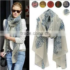 2016 New Fashion Viscose/Velvet Chiffon Scarf (BRZ036-2) thumbnail-1