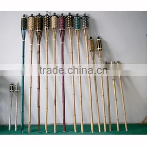 FD-008 Green Material Colorful Bamboo Oil Lamp Garden Torch thumbnail-2