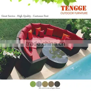 Lowes Wicker Patio Furniture Cambered Rattan Outdoor Roundness Sofa Furniture With Aluminium Frame Made in China thumbnail-1