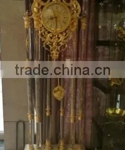 Carved & Gilded Floor/Grandfather Clock, Vintage Antique Gold Ornate Rococo Floor Clock, Marble and Brass Floor Clock thumbnail-1