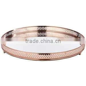 Rose Gold Mirror Tray, Beautiful Rose Gold Plated Mirror Tray thumbnail-1
