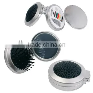 Multifunction Plastic Round Mirror With Brush and Sewing Kit thumbnail-1