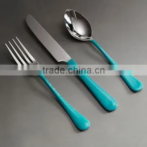 Stainless Steel Cutlery Set Enamel Plain Handle With Mirror Polish Finish thumbnail-1