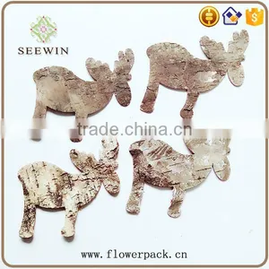 Small Deer Natural Flower Wood Bark Engraving thumbnail-5
