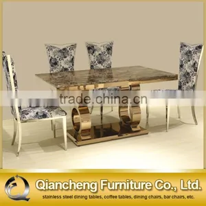 Luxury Rose Gold Marble Dining Table Set Restaurant Furniture thumbnail-1