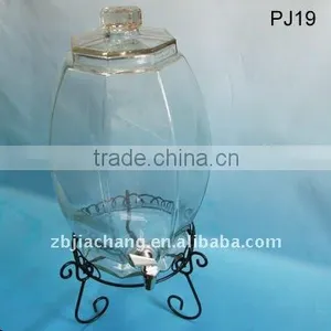 Oval Glass Beverage Dispenser With Metal Rack PJ19 thumbnail-1