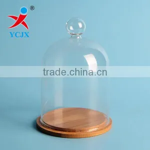 Custom Handmade Clear Glass Dome With Mini Ball and Bamboo Base thumbnail-1