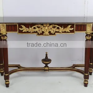 Art Deco Brown And Gold Console Table thumbnail-3