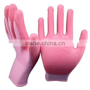 NMSAFETY Coated Seamless Pink Nylon Coated Pink PU Women Working Gloves thumbnail-1