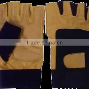 Half Finger Pig Skin Leather Weight Lifting Glove thumbnail-1