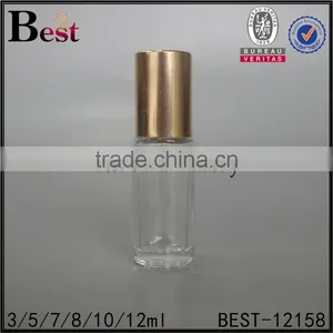 Cosmrtics 5ml 10ml Small Roll on Bottle Frosted Perfume Tube Glass Roll Bottle Vial With Gold Cap China thumbnail-3