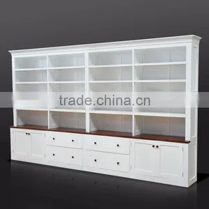 Library Cabinet White Color Mahogany Solid Wood Model Canbera thumbnail-2