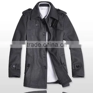 Man Spring and Autumn Long Style Grey Jacket 2015 thumbnail-6