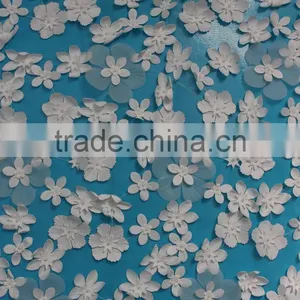 China Manufacturer 3d Flower Lace Embroidered Fabric thumbnail-1
