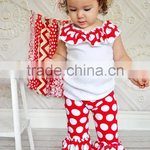 Wholesale Children's Boutique Clothing Christmas Baby Girls Ruffled Christmas Outfits thumbnail-4