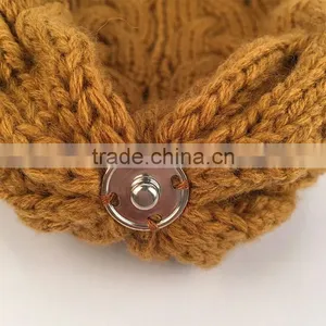 Myfur Caramel Wool Winter Knit Hat With Raccoon Fur Pom Poms thumbnail-4