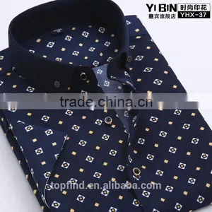 2015 Nice Men's Long Sleeve Corduroy Dress Printed Shirt thumbnail-1