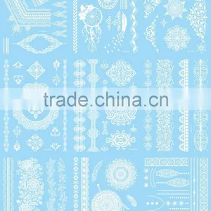 Popular White Lace Bridal Tattoo Sticker Henna Temporary Tattoo thumbnail-1