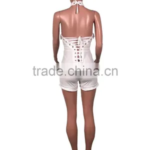 B33751A New Autumn Fashion Wholesale Lace up Bandage Shorts Jumpsuit thumbnail-6