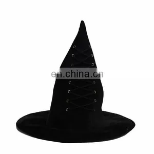 MCH-1137 Party Funny Velvet Wholesale Adult Black Imprint Witch Hat for Halloween thumbnail-1