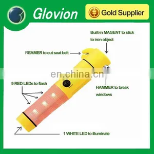 Multifunction Escape Tool Led Flashlight, Rescue Hammer, Emergency Hammer and Seat Belt Reamer for Car Emergency thumbnail-1