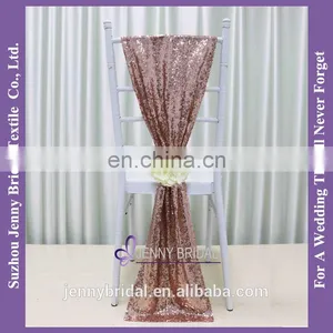 C385#24 Pageant and Bridal Sash Rose Gold Sequin Chair Cover Chair Sashes thumbnail-3