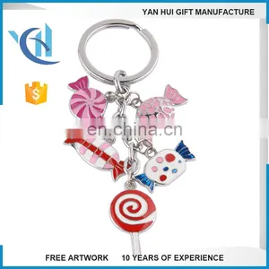 Fancy Cheap Colorful Fashion Metal Pendant Decoration Keychain With Key Ring thumbnail-1