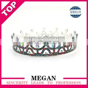 Round Full Jewelry Rhinestone Hair Crowm Wedding Cake Topper Bride Tiara Wholesale thumbnail-5