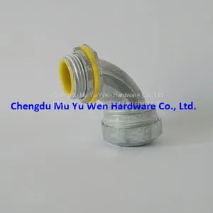 Liquid Tight 90 Degree Elbow Zinc Die Cast Flex Connectors With Sealing Washers and Lock Nuts thumbnail-1