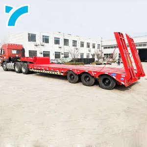 Low Bed Truck Semi 3 Axles Lowboy Trailer Lowboy Semi Trailer thumbnail-1