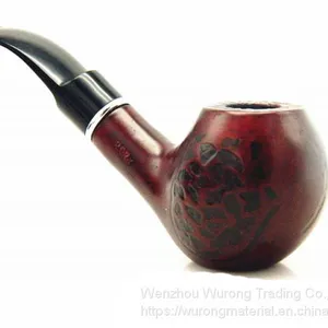 135mm Length Wooden Resin Short Tobacco Pipe With Small Black Line-dot Head for Smoking thumbnail-4