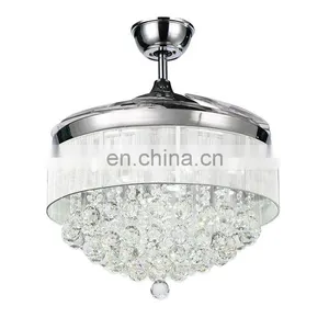 Becomes Invisible Light Led Crystal Ceiling Fan Light Minimalist Modern Living Room Chandelier Dining Bedroom Fan Fan Lights thumbnail-1