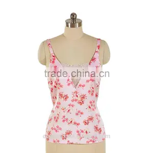 100% Poly Woven Ladies Print Camisole With Lace thumbnail-4