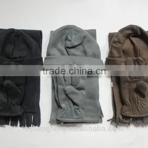 2016 New Polar Fleece Three-piece Including Hat Scarf and Gloves thumbnail-2