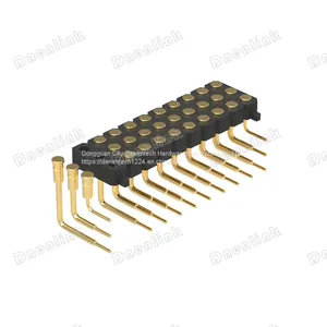 Dnenlink 3.00mm Pitch Triple Row H4.0mm Concave Contact Right Angle Female Header DIP Type PogoPin Header With Peg thumbnail-2