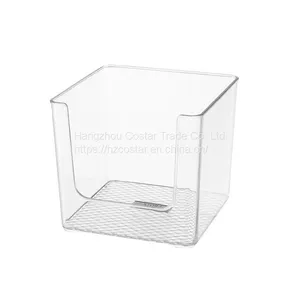 Plastic Open Storage Bins Clear Pantry Organizer Box Bin Containers for Organizing Kitchen Fridge, Food, Snack Pantry Cabinet, Fruit, Vegetables, Bathroom Supplies, Square thumbnail-3
