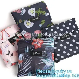 Nylon Folding Pocket Foldable Polyester Shopping Bag,Fashionable 420D Custom Logo Polyester Drawstring Bag Bagease Pack thumbnail-5