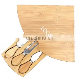 Wholesale Custom Natural Premium Platter Charcuterie Bamboo Cheese Board Set With 3 Cheese Knife Tools thumbnail-1