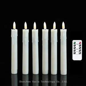 17.5cm Remote Control 3D Real Teardrop Plastic Led Taper Flameless Dinner Candle Light for Wedding Party Decoration thumbnail-5