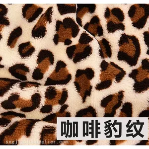 Wholesale Orange Ocelote Printed Brushed Flannel Fleece Fabrics thumbnail-5