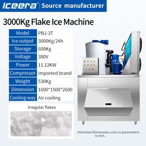 3 Ton Industrial Flake Ice Making Machine | High Capacity for Seafood/Cold Storage | Customizable thumbnail-1