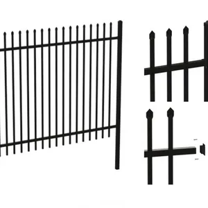 Wholesale 6ftx8ft Garden Black Metal Fences Powder Coated Anti Rust Galvanized Steel Fence Prices thumbnail-2