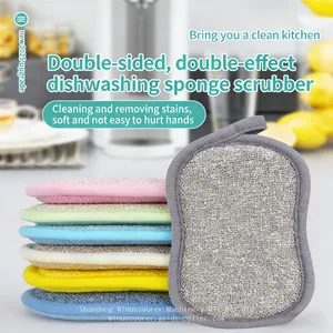 Double-Sided Microfiber Dish Towel Strong and Non-Stick Kitchen Oil Fiber Rag Sponge for Pot Washing and Brush Descaling thumbnail-5
