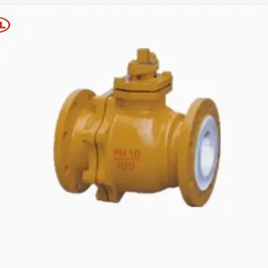 Fluorine Lined Ball Valve Acid and Alkali Corrosion Resistant Cast Steel Lined With PTFE Carbon Steel Flange Ball Valve GB Pn16 thumbnail-2