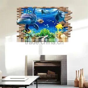 New Sea Whale Fish 3d Wall Stickers for Kids Room Removable Decoration DIY PVC Sticker Wallpaper Decals Bathroom Decoration thumbnail-4