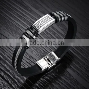 Hot Selling Silicon Bracelet Men Silicone Charm Bracelet Popular Style Stainless Steel Silicon Bracelet thumbnail-4
