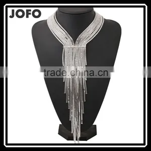 2016 New Design Luxury Statement Fashion Tassel Alloy Necklace For Women Collar thumbnail-1