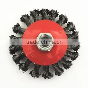4-Inch Knot Twisted Steel Wire Brush Disc With Curled Selvedge Cup,twist and Slim Disc thumbnail-4