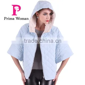New Product 2016 Factory Price Polyester Cotton Fabric Spring Short Bat Coat Women With Hat thumbnail-1